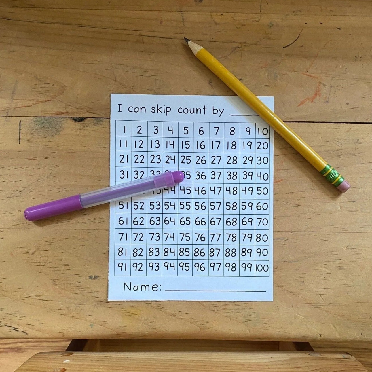 Mini 100 Board for Skip Counting