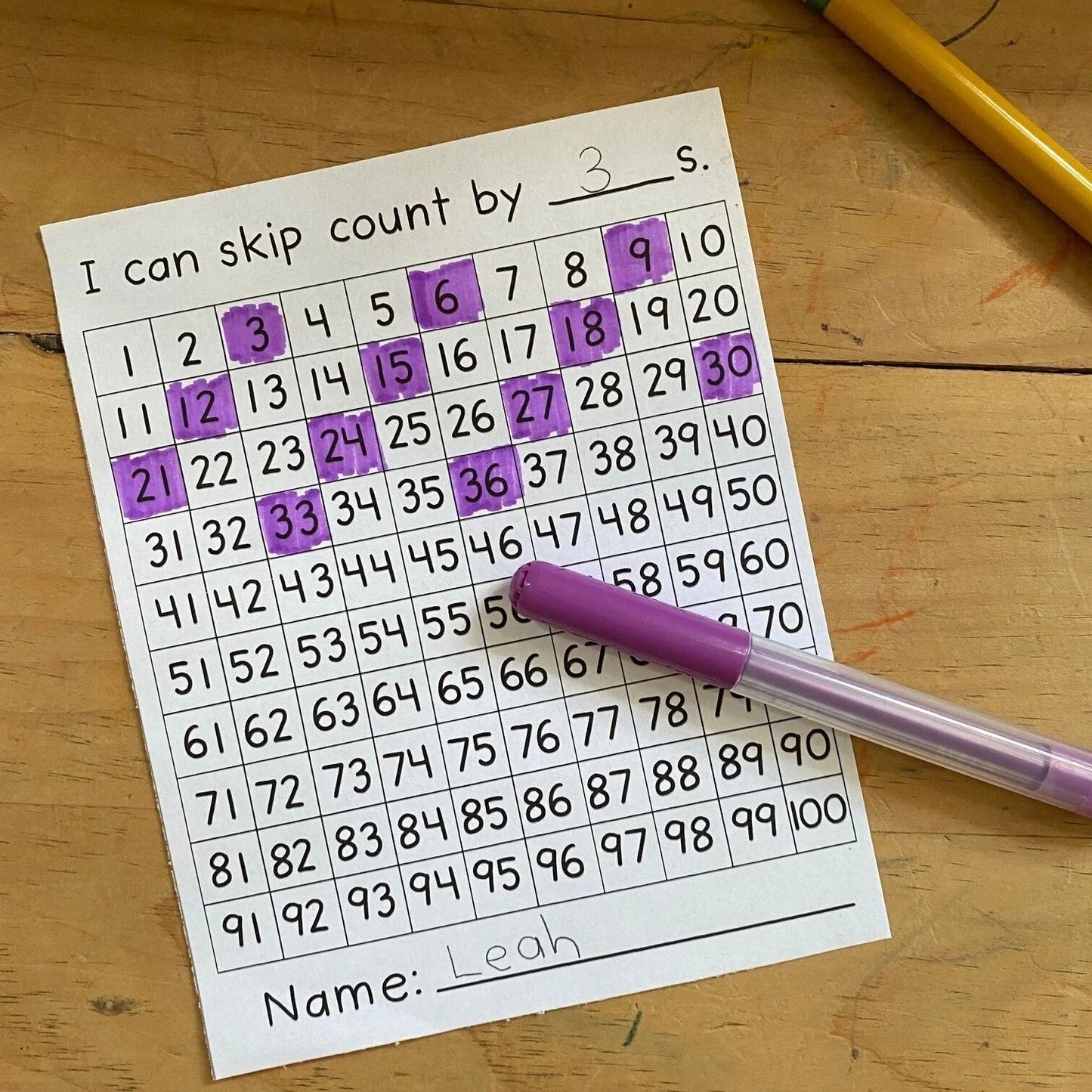 Mini 100 Board for Skip Counting
