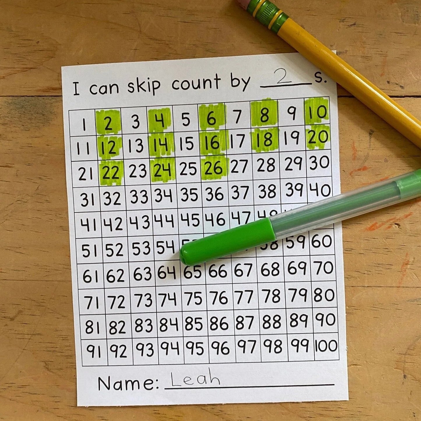 Mini 100 Board for Skip Counting