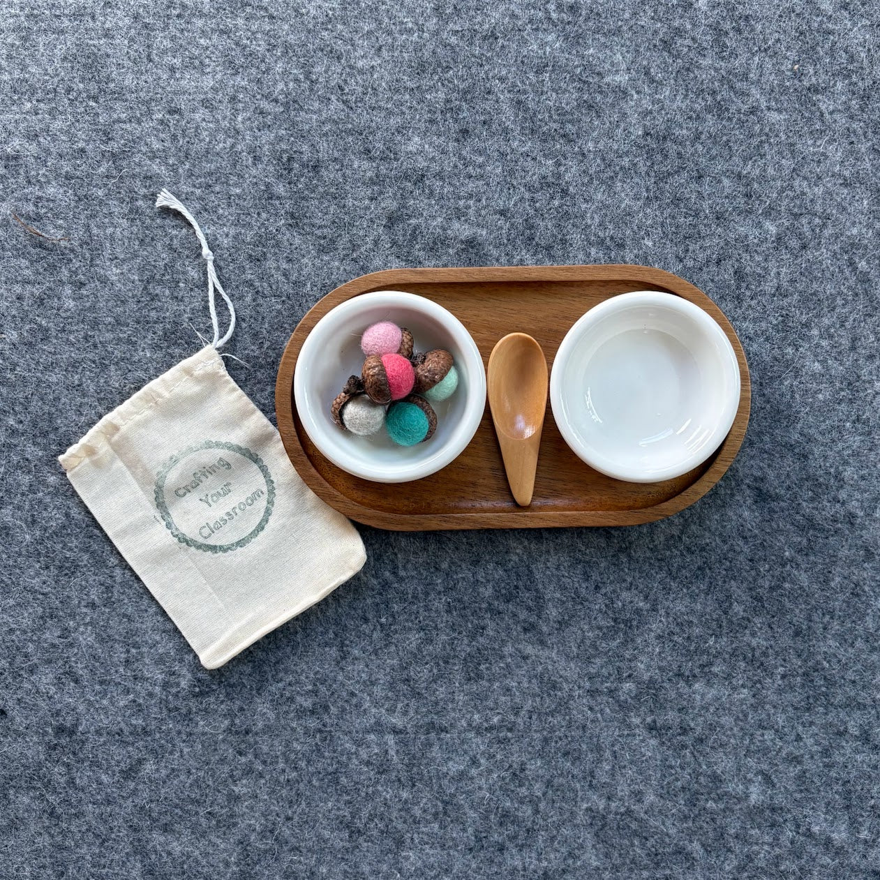 Small Spooning on Wooden Tray