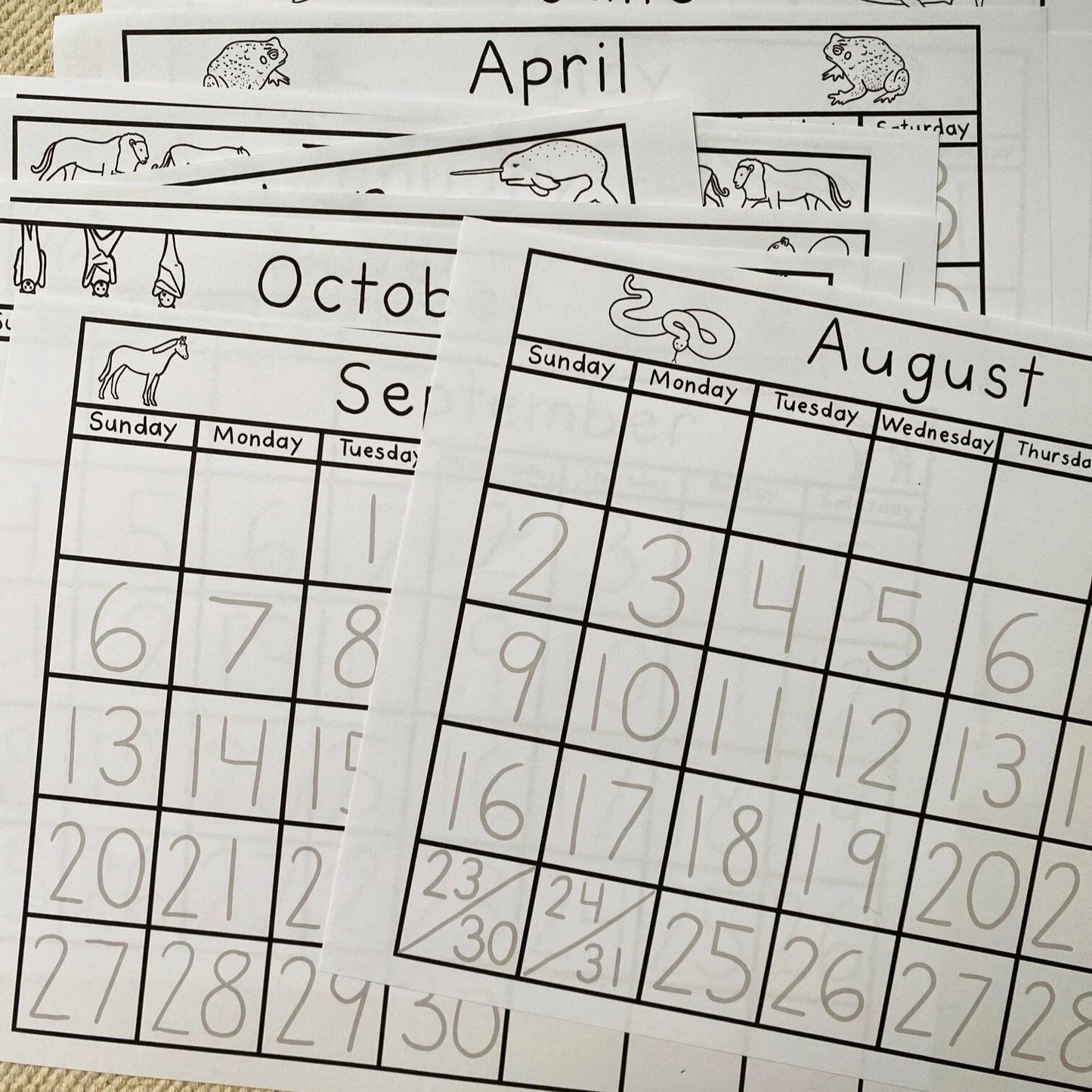 Monthly Calendars 2025-2026