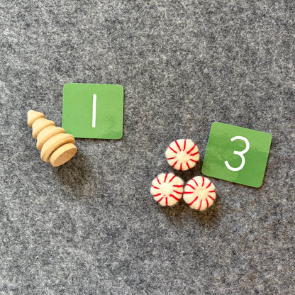 Green Numbers for Winter Sets Basket: Red/Green