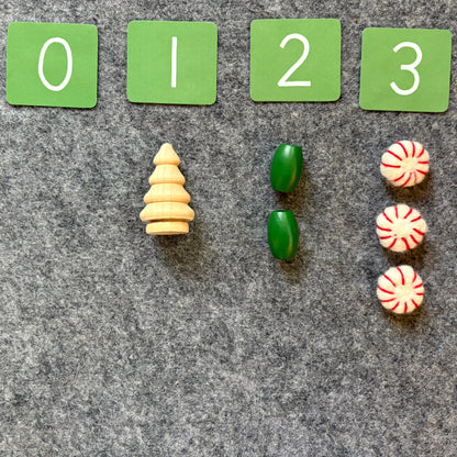 Green Numbers for Winter Sets Basket: Red/Green