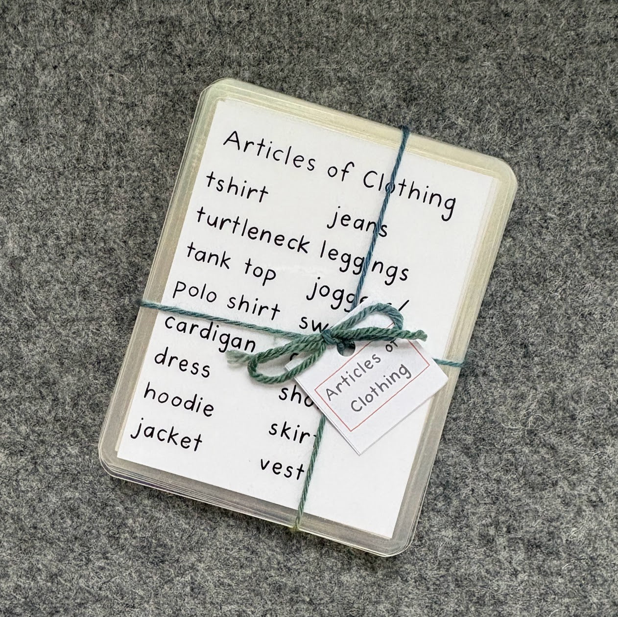 Toddler Articles of Clothing Cards