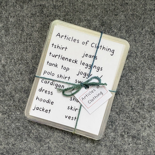 Toddler Articles of Clothing Cards