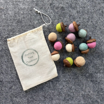 Felt Acorns - Pastels