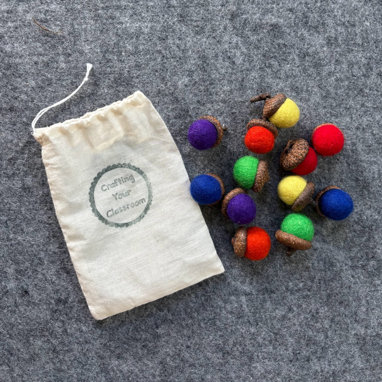 Felt Acorns - Rainbow