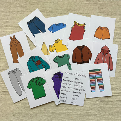 Toddler Articles of Clothing Cards